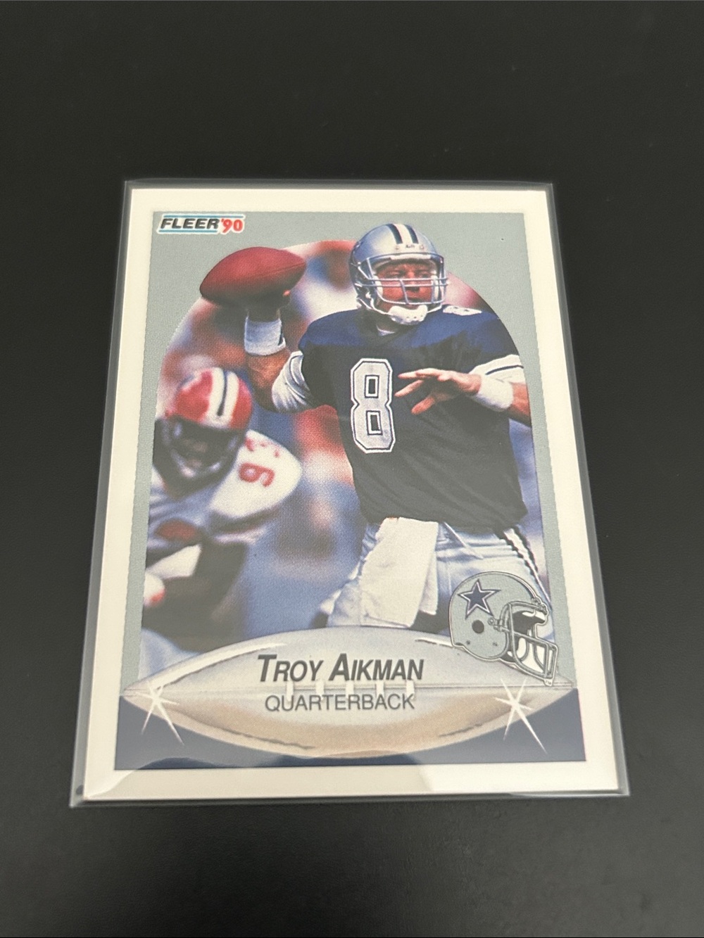 Fleer 1990 Troy Aikman Collectible Card - Blue
